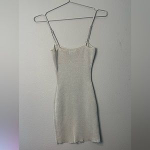 REVOLVE SUPERDOWN Silver/White Glitter Mini Bodycon Dress